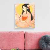 Elegant Girl in Kimono – Japanese Style Wall Art キャンバスプリント (インサイチュ (リビング))