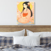 Elegant Girl in Kimono – Japanese Style Wall Art キャンバスプリント (インサイチュ (寝室))