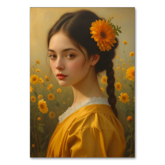 Elegant Girl Portrait Among Sunflowers テーブルナンバー