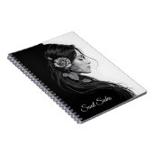 Elegant girl with flower in hair modern fine art ノートブック (右側)