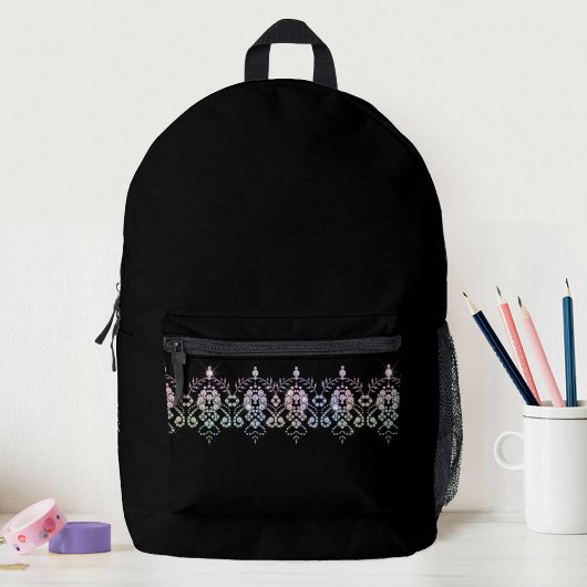 Elegant Girls Diamond Sparkle Black School プリントバックパック