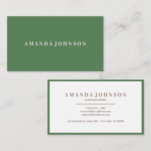 Elegant Girly Day Spa and Salon Moss Green 名刺 (正面/裏面)