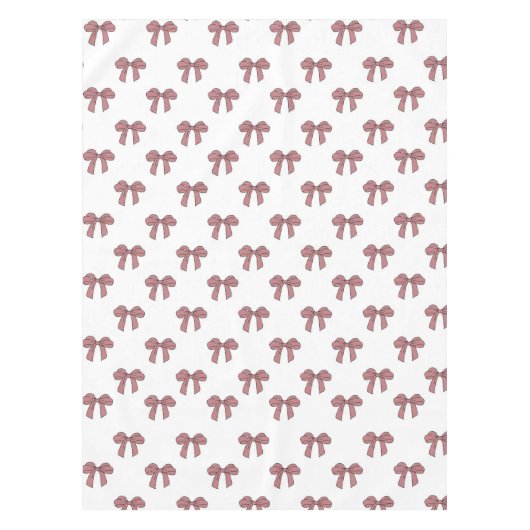Elegant Girly Pink Bow Pattern Spring Summer Chic テーブルクロス (正面)