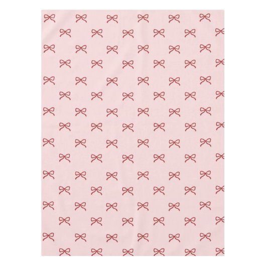 Elegant Girly Pink Bow Pattern Spring Summer Chic テーブルクロス (正面)
