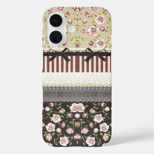 Elegant Girly White Lace And Pink Roses Case-Mate  iPhoneケース (裏面)