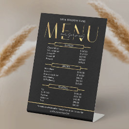 Elegant Glam Black & Gold Business Price List Menu 台座サイン