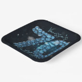 Elegant Glam Chic Teal Blue Jewels 70th Birthday ペーパープレート (傾斜あり)