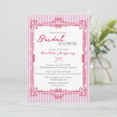 Elegant Glam Frame & Pink Stripes Bridal Shower 招待状 (スタンド正面)