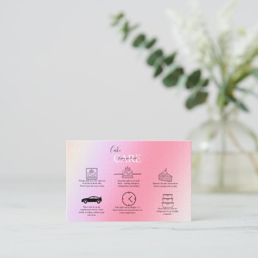 Elegant Glam Holographic Cake Care Business Card 名刺 (スタンド正面)