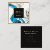 Elegant Glam Liquid Marble Blue Purple Gold Square スクエア名刺 (正面/裏面)