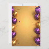 Elegant Glam Purple Gold Balloons Retirement Party 招待状 (裏面)