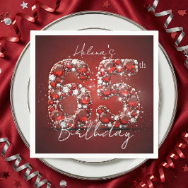 Elegant Glam Ruby Red Gemstones 65th Birthday スタンダードカクテルナプキン