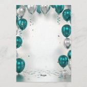 Elegant Glam Teal Silver Balloons Retirement Party 招待状 (裏面)