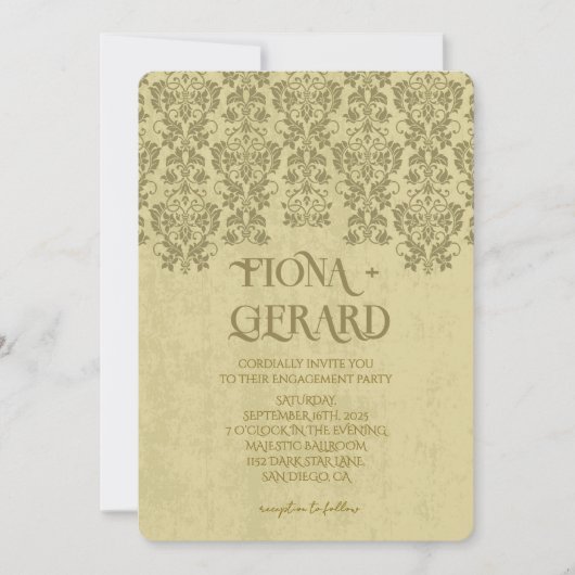 Elegant Glamor Lace Engagement Party Invitation 招待状 (正面)