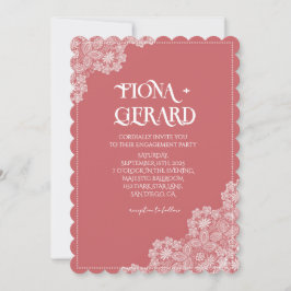 Elegant Glamor Lace Engagement Party Invitation 招待状