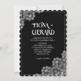 Elegant Glamor Lace Engagement Party Invitation 招待状