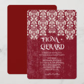 Elegant Glamor Lace Engagement Party Invitation 招待状 (正面/裏面)