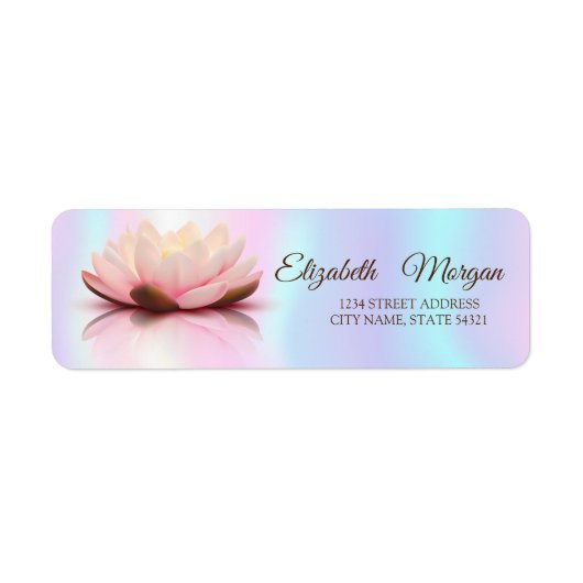 Elegant Glamorous  Lotus Holographic Address Label ラベル (正面)
