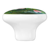 Elegant Glass Orb Pink Flowers Greenery  セラミックノブ (側面)