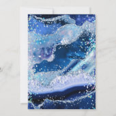 Elegant Glitter Agate Blue & Silver Wedding 招待状 (裏面)