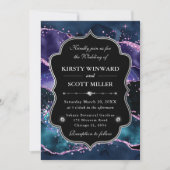 Elegant Glitter Agate Pink & Purple Wedding 招待状 (正面)