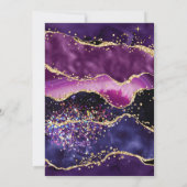 Elegant Glitter Agate Purple Gold Accents Wedding 招待状 (裏面)