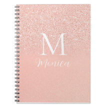 Elegant Glitter Baby Pink Monogram Name Minimal