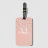 Elegant Glitter Baby Pink Monogram Name Minimal ラゲッジタグ (正面縦)