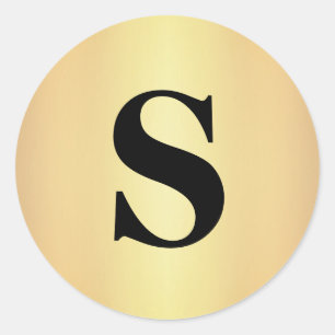 Elegant Glitter Gold Monogram Envelope Seal ラウンドシール