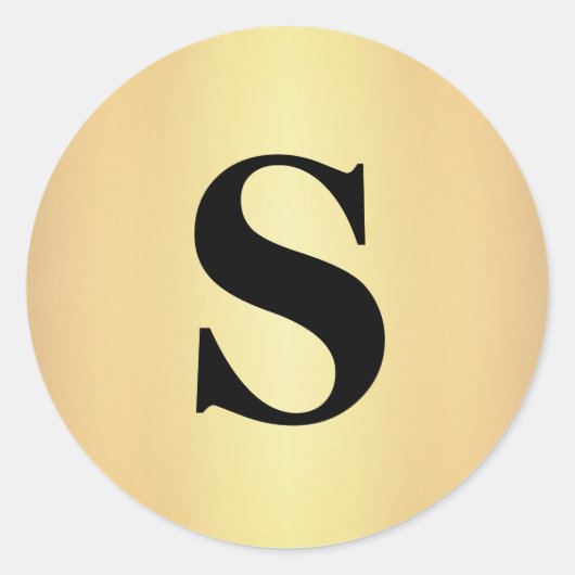 Elegant Glitter Gold Monogram Envelope Seal ラウンドシール (正面)