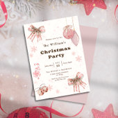 Elegant Glitter Pink Coquette Christmas Party 招待状