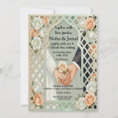 Elegant Glitter Roses Arch Romantic Couple Hands 招待状 (正面)