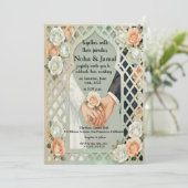 Elegant Glitter Roses Arch Romantic Couple Hands 招待状 (スタンド正面)