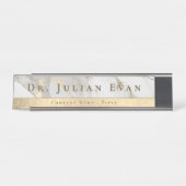 Elegant Glitter Shiny Gold Luxe White Agate Marble デスクネームプレート (正面)