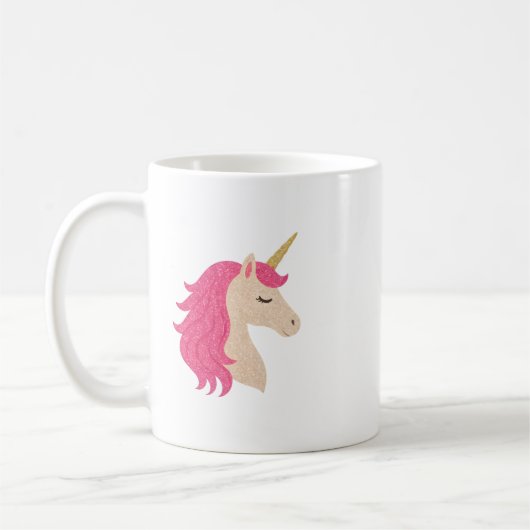 Elegant Glitter Unicorn with Sparkle Style コーヒーマグカップ (左)