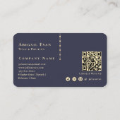 Elegant Glitter Vintage Gold Monogram Navy Blue 名刺 (裏面)