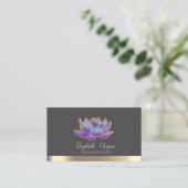 Elegant Glitter Violet Lotus Gold Stripe Gray 名刺 (スタンド正面)