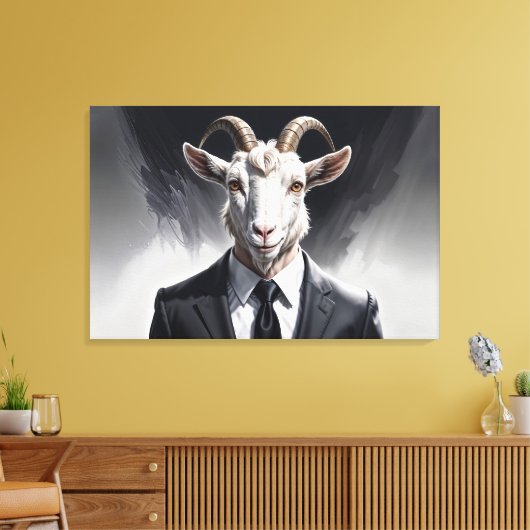 Elegant goat gentleman in formal portrait scene キャンバスプリント (インサイチュ (リビング))