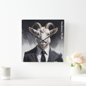 Elegant goat gentleman in formal portrait scene スクエア壁時計 (ホーム)
