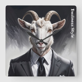 Elegant goat gentleman in formal portrait scene スクエア壁時計