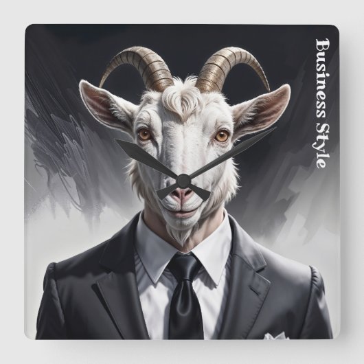 Elegant goat gentleman in formal portrait scene スクエア壁時計 (正面)