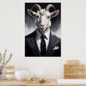 Elegant goat gentleman in formal portrait scene ポスター (キッチン)