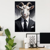 Elegant goat gentleman in formal portrait scene ポスター (ホームオフィス)