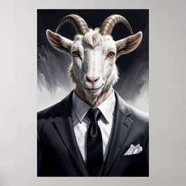 Elegant goat gentleman in formal portrait scene ポスター