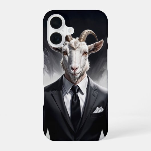 Elegant goat gentleman in formal portrait scene iPhone 16ケース (裏面)