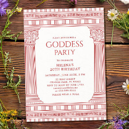 Elegant Goddess Party invite in pink 招待状