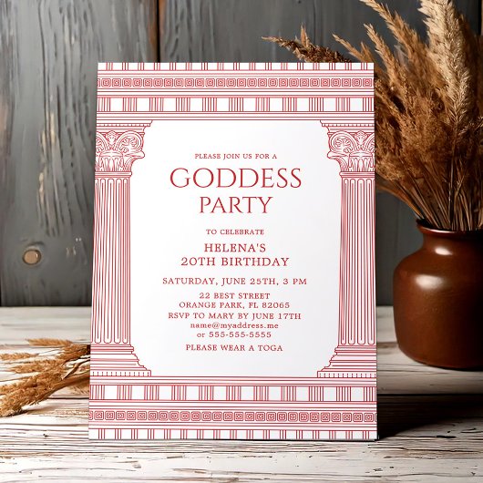 Elegant Goddess Party invite in pink 招待状