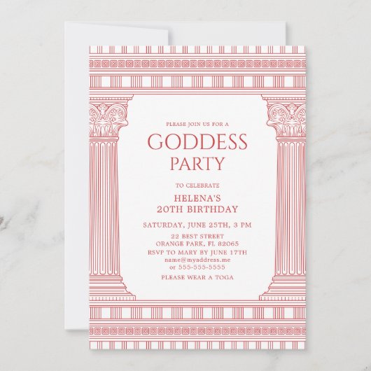 Elegant Goddess Party invite in pink 招待状 (正面)