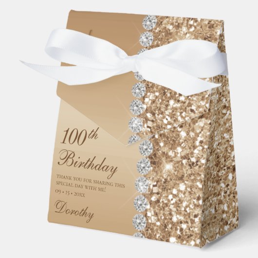 Elegant Gold 100th Birthday フェイバーボックス (正面)