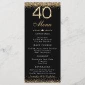 Elegant Gold 40th Birthday Dinner Flat Menu メニュー (正面)